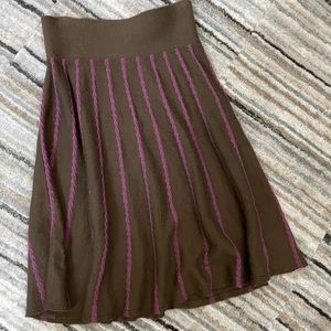 Stretchy brown wool blend flared skirt XS